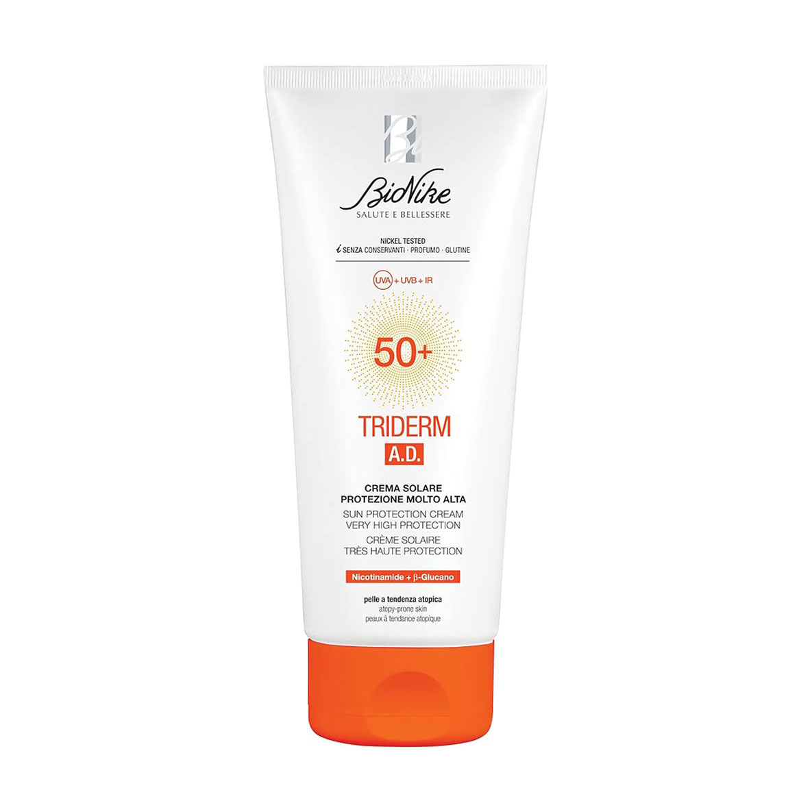Уцінка! Сонцезахисний крем для обличчя та тіла BioNike Triderm A.D. Sun Protection Cream SPF 50+, 200 мл